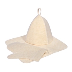 Набор для бани (шапка, коврик, рукавица) HOT POT белый арт. 41218 