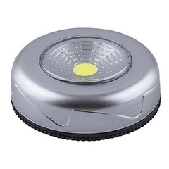 Светодиодный светильник-кнопка (1шт в блистере) 1LED 2W (3*AAA в комплект не входят) : 69*25мм, серебро, FN1204