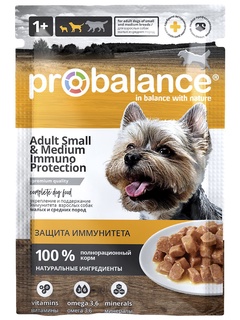 Корм для взрослых собак малых и средних пород ProBalance Adult Small&Medium (пауч),85г