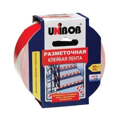 Лента клейкая разметочная Unibob красно-белая 50х50 арт.60885 