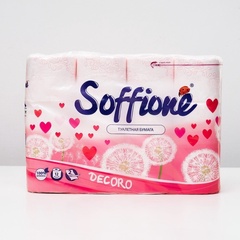 Бумага туалетная Soffione Decoro 2-х сл. розовый 12шт 