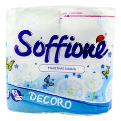 Бумага туалетная Soffione Decoro Голубой 4шт 
