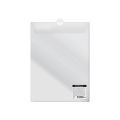 Папка-конверт пластиковая ErichKrause® Glossy Clear, вертикальная, с подвесом и клапаном, A4