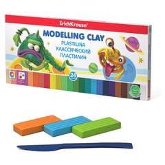 Классический пластилин ErichKrause® Monsters 24 цветов со стеком, 360г коробка
