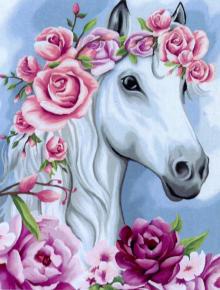 Алмазная мозаика KiKi "Белый конь" 30*40, полная выкладка MOZ042
