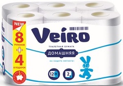 Veiro бумага туалетная Домашняя многослойная (2 слоя) 8+4шт. 1С212