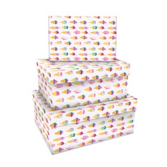 Набор прямоугольных коробок 3в1 Ice creams 19х12х7,5-15х10х5см арт.Кп_41122 