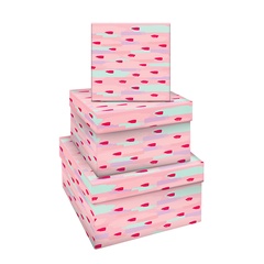 Набор квадратных коробок 3в1 Meshu Stylish pink 19,5х19,5х11-15,5х15,5х9см арт. Кк_4 