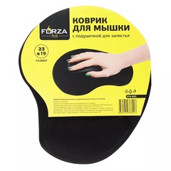 Коврик для мышки с подуш. для запястья рез. п/э FORZA 23х19см арт. 916-023 Россия