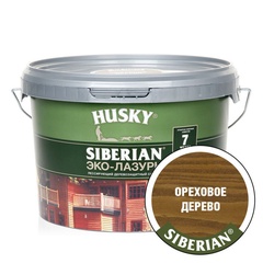 Эко-Лазурь для дерева HUSKY SIBERIAN полуматовый, ореховое дерево 2,5 л. 