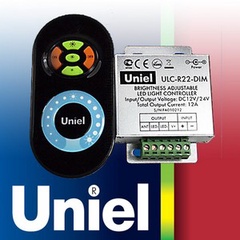 ULC-R22-DIM White Контроллер для управления яркостью одноцветных светодиодных источников света с пультом с ДУ : Цвет пульта белый. Упаковка — блистер.