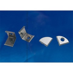 Набор аксессуаров для алюминиевого профиля: крепежные скобы (4 шт., сталь) и заглушки (4 шт., пластик)