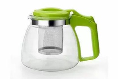 Чайник заварочный зеленый 0,9 л. стеклянный с фильтром арт. YZ121 