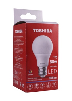 Лампа светодиодная TOSHIBA A60 8.5W 806LM E27 4000K (60W)
