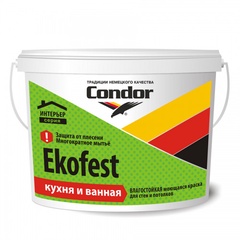 Влагостойкая моющаяся краска для стен и потолков Condor Ekofest 15 кг