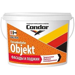 Белая матовая водно-дисперсионная краска для фасадов Condor Fassadenfarbe Objekt 7,5кг