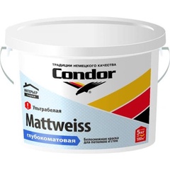 Белоснежная краска для потолков Condor
Mattweiss 3,75 кг
