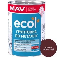 Грунтовка ECOL по металлу (ГФ-021) красно-коричневая 1,0 л (1 кг)