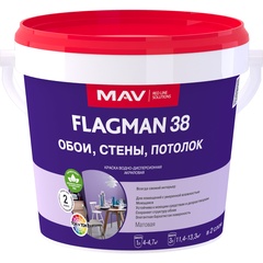 Краска FLAGMAN 38 обои, стены, потолок (ВД-АК-2038) белая матовая 1 л (1,4 кг)