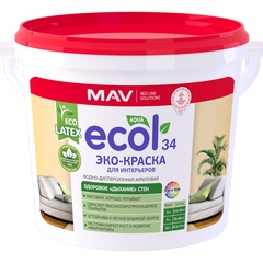 ЭКО-Краска ECOL 34 для интерьеров (ВД-АК-2034) белая матовая 5 л (7,0 кг)