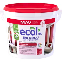 ЭКО-Краска ECOL 36 для потолков и стен (ВД-АК-2036) снежно-белая матовая 5 л (7 кг)