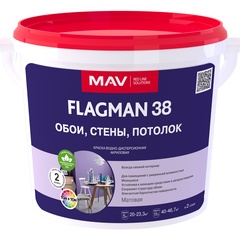 Краска FLAGMAN 38 обои, стены, потолок (ВД-АК-2038) белая матовая 5 л (7,0 кг)