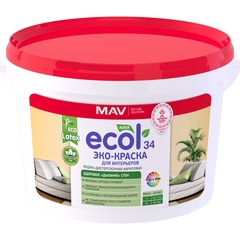 ЭКО-Краска ECOL 34 для интерьеров (ВД-АК-2034) белая матовая 3 л (4 кг)