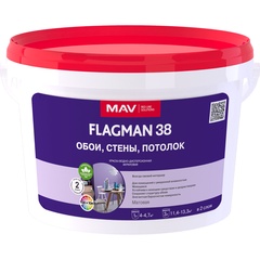 Краска FLAGMAN 38 обои, стены, потолок (ВД-АК-2038) белая матовая 3 л (4 кг)