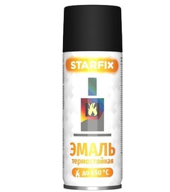 Краска-эмаль аэроз. термостойкая силиконовая черный STARFIX 520мл