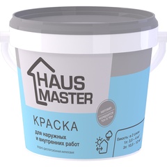 Краска HAUS MASTER для наружных и внутренних работ белая матовая 1 л (1,4 кг)