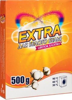 EXTRA средство моющее синтетическое порошкообразное с отбеливателем для белого "Цветок хлопка" автомат, 500 гр