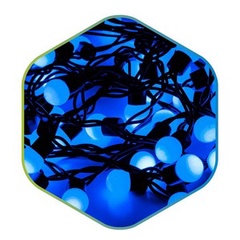 Гирлянда светодиодная LSB-100L-10м шарики, черный 
провод, голубая