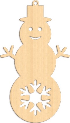 Заготовка деревянная Новогодняя игрушка "снеговик со снежинкой" 10*6см  
