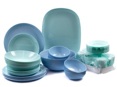 Набор посуды стеклокерам. Diwali turguoise/blue 38 предм. арт. q0004 