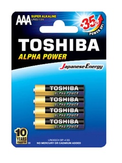 Элемент питания TOSHIBA LR03GCH BP-4 Super Alkaline 