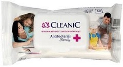 Cleanic салфетки влажные освежающие Antibacterial Family для рук и тела с антибактериальной жидкостью 60шт