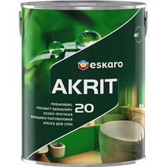 Моющаяся полуматовая краска для стен Eskaro Akrit 20 9,5 л