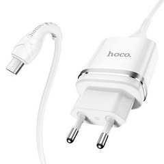 Cетевое зарядное устройство hoco N1 USB белый с кабелем Micro