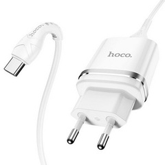 Cетевое зарядное устройство hoco N1 USB белый с кабелем Type-C