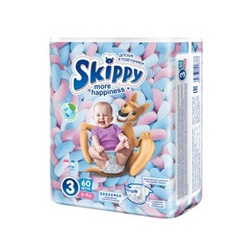Подгузники Skippy+ 4-9КГ 60ШТ 