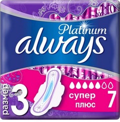 ALWAYS Ultra Ультратонкие Женские гигиенические прокладки Platinum Super Plus Single 7шт