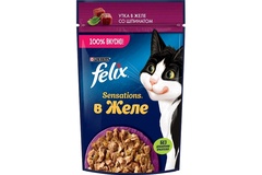 Корм для взрослых кошек FELIX Утка в желе со шпинатом 75 гр.
