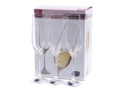 Набор бокалов для шампанского Viola стеклянный декорированный,190 мл 6шт. арт. 40729/Q9103/190 Чехия