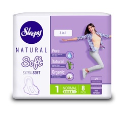 Женские гигиенические прокладки, 8 шт (СЗ) Sleepy Natural SOFT EXTRA SOFT 3 в 1 Normal 