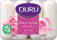 Duru Pure and Natural мыло туалетное твердое 4x85г Роза