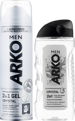 Arko Men Набор Пена для бритья Sensitive 200мл+Гель для душа и шампунь для волос 2в1 260мл CRYSTAL