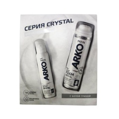 Arko Men набор пена для бритья Crystal 200мл + дезодорант-спрей антибактериальный для мужчин CRYSTAL 150 мл