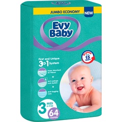 Подгузники для детей EVY BABY Midi 3 5-9кг 64шт 