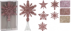 Верхушка елочная Звезда, снежинка полипроп, розовый, золото арт.AWR204050 