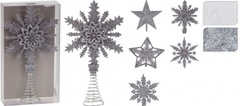 Верхушка елочная Звезда, снежинка полипроп, серебро, белый арт.AWR204450 